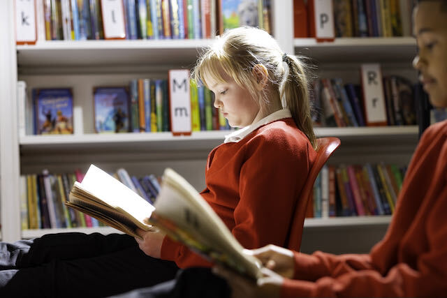 Pupils reading in library