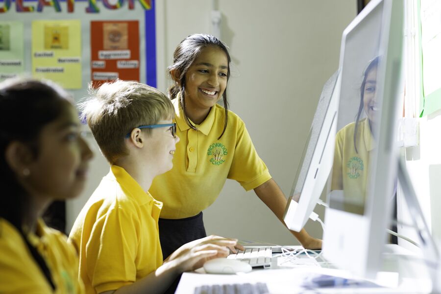 Pupils working on computers