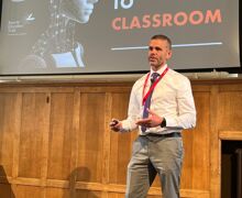 Chris Goodall presenting at AI conference