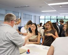 Students queuing for results